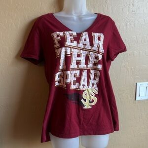 Florida State V-neck Tee Burgundy Women’s Large University College Team Top